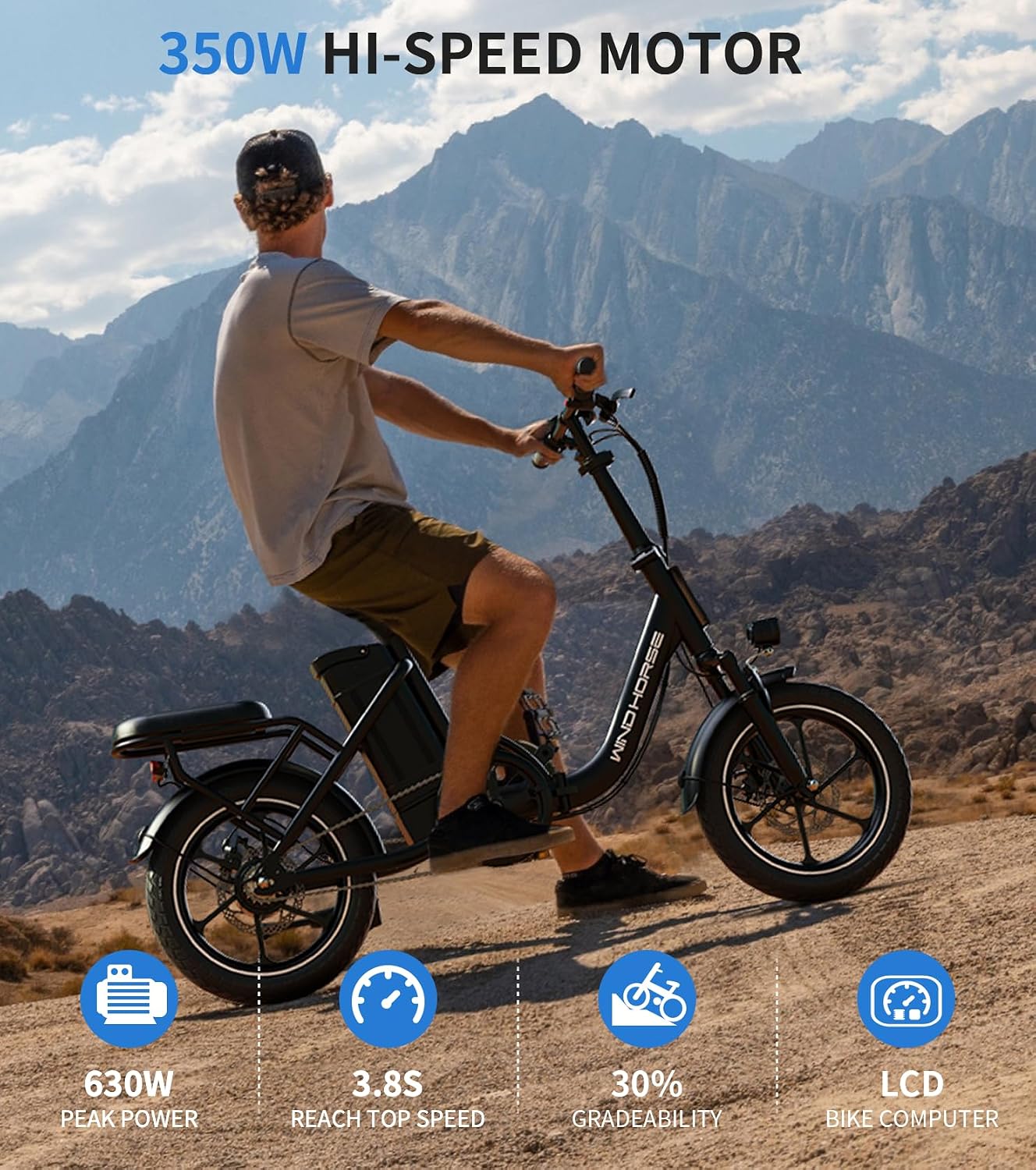 16" Folding Electric Bike for Adults – Compact 630W Peak Motor E-Bike with Dual Disc Brakes