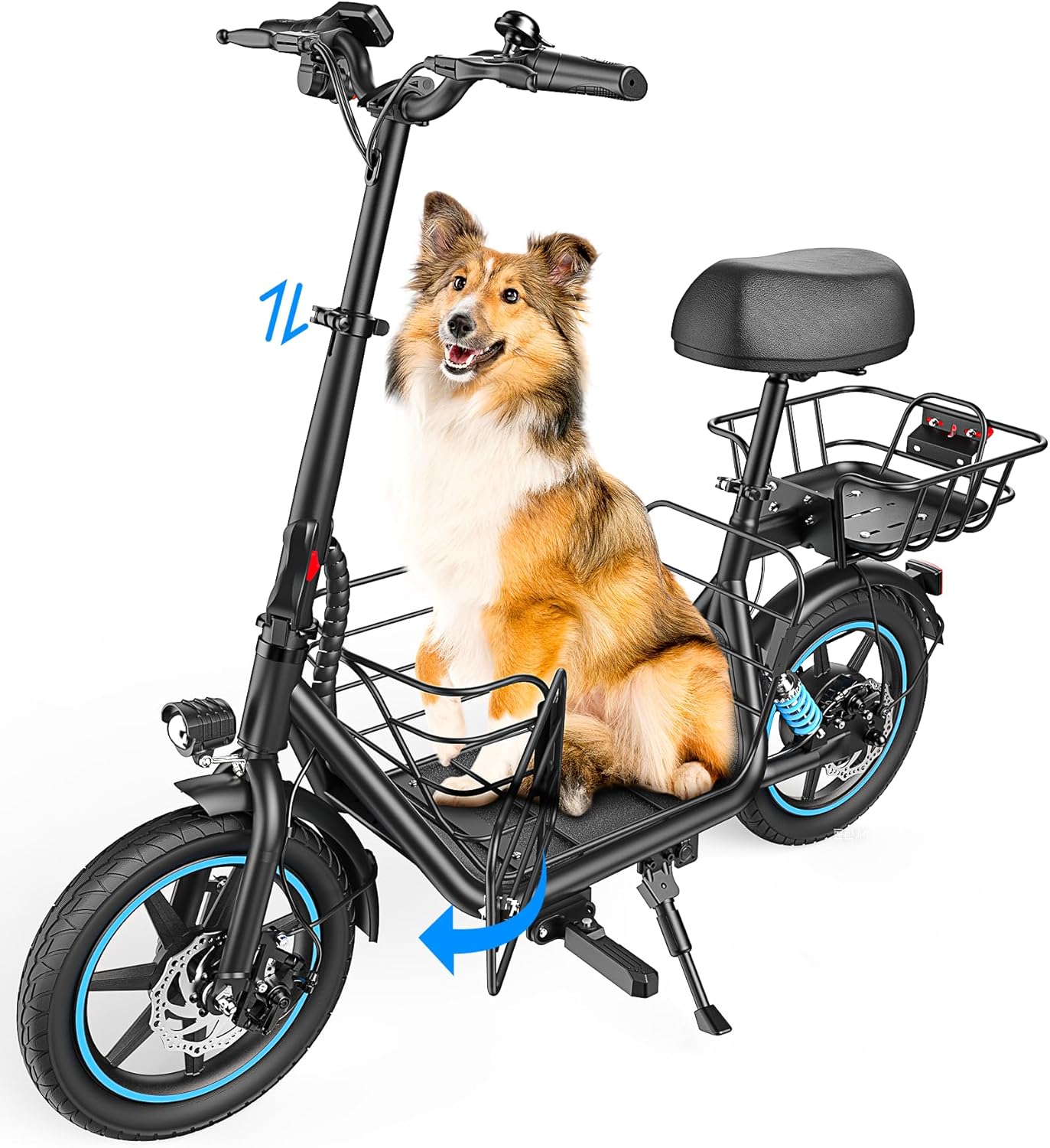 Electric Scooter for Adults with Seat & Pet Basket - 30 Miles Range 650W Motor 48V