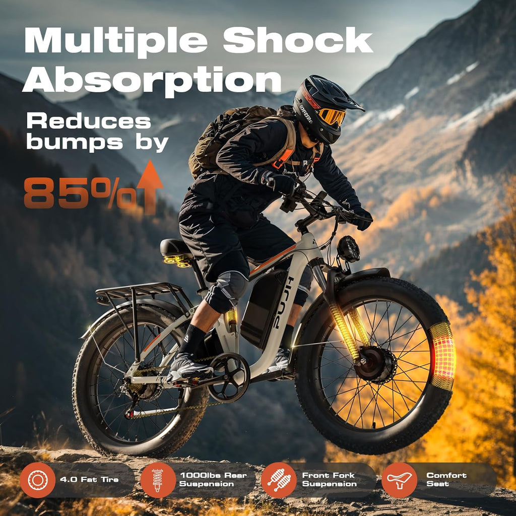 All-Terrain 24" Fat Tire Electric Bike – 4000W Peak Dual Motor, 38MPH Max Speed, 52V 25Ah Removable Battery, Full Suspension Off-Road E-Bike