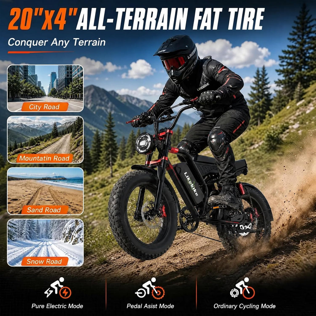 High-Power All-Terrain Fat Tire Electric Bike | Custom Motor & Battery Options for Adults