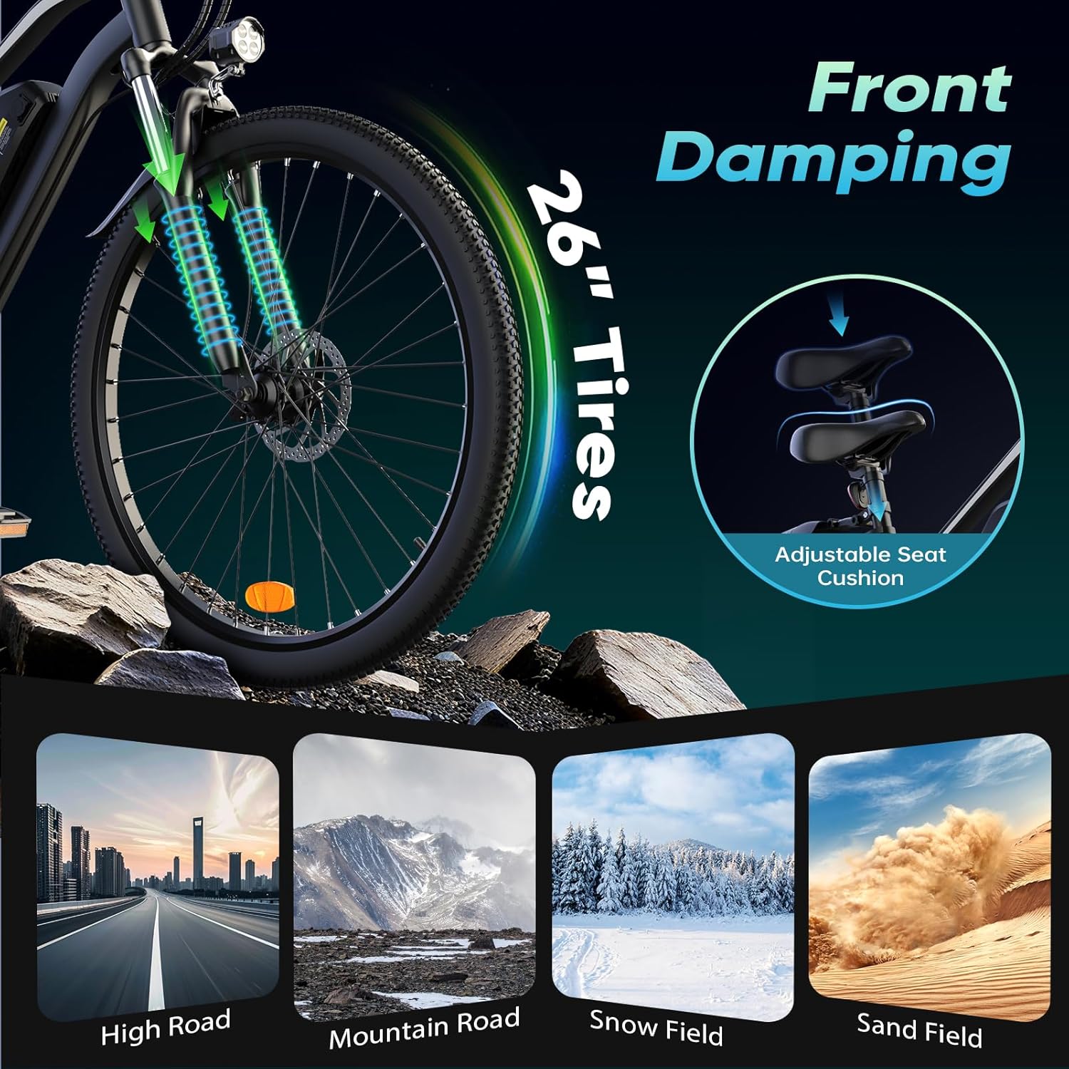 26" Lightweight All-Terrain Electric Bike for Adults – High-Peak Performance Motor, Long-Range Commuter & Mountain E-Bike