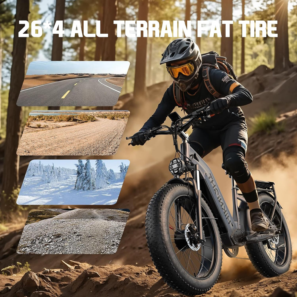 Dual-Motor High-Power Electric Bike – 4000W Peak All-Terrain E-Bike for Adults (38MPH, 52V 20Ah Lithium Battery, 26" x 4.0" Fat Tires, Dual Hydraulic Brakes, Easy Step-Thru Frame)