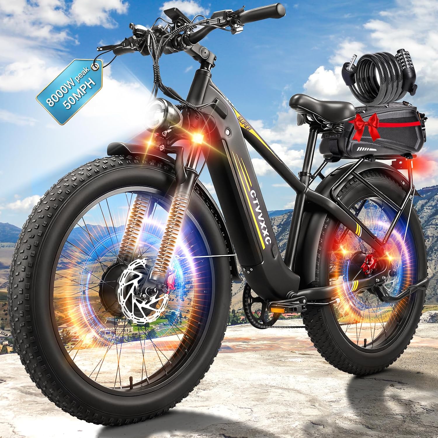 26" AWD Dual Motor Electric Mountain Bike – Peak 8000W All-Terrain E-Bike