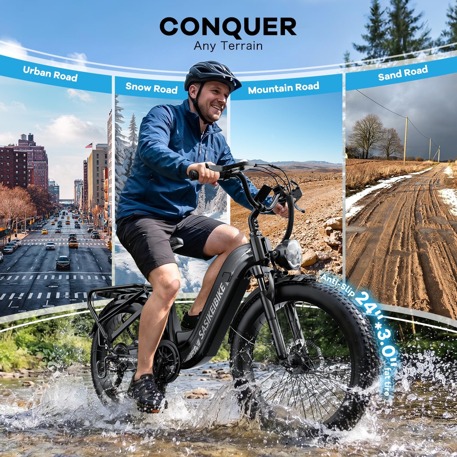 24" Fat Tire Electric Bike for Adults | 1500W Peak Motor, 48V 20Ah Removable Battery, 7-Speed All-Terrain Commuter E-Bike