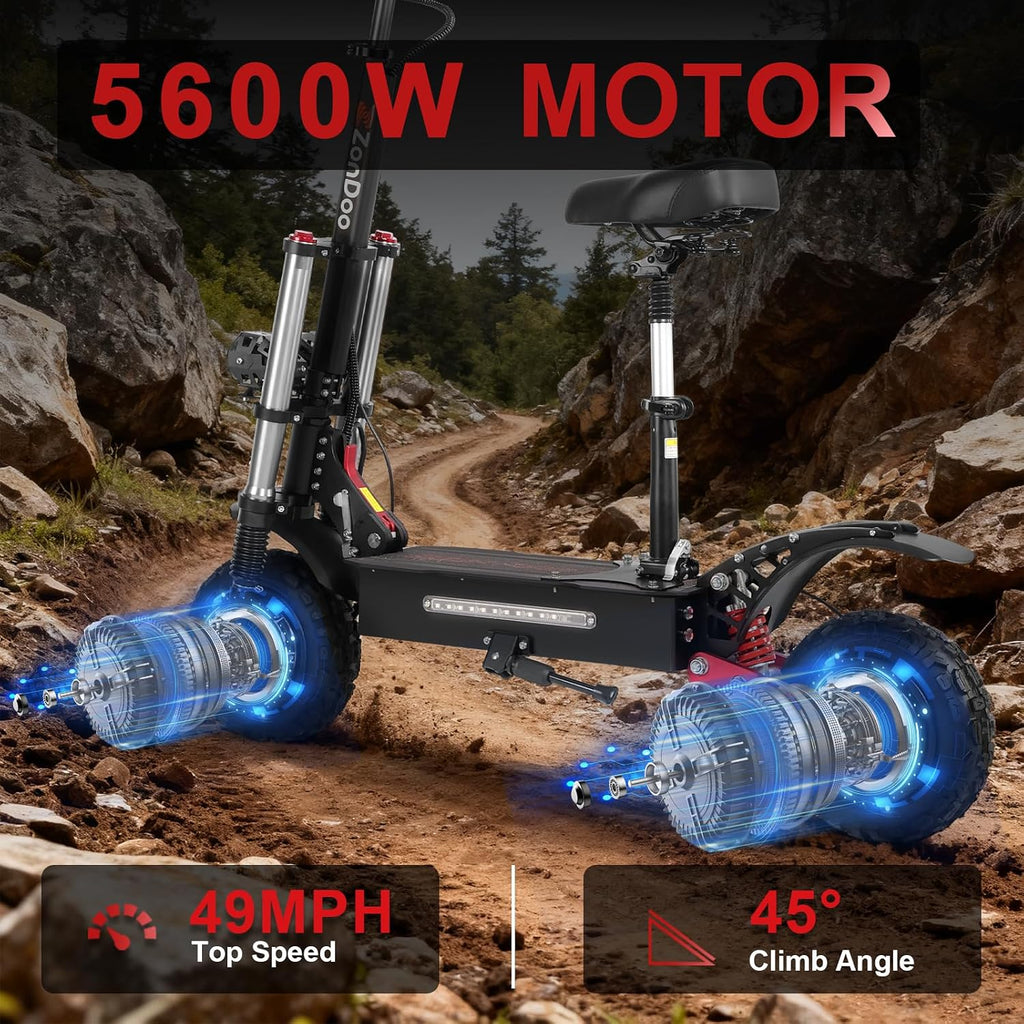 5600W Dual Motor Off-Road Electric Scooter for Adults – 47 MPH High-Performance Sport E-Scooter with Hydraulic Brakes