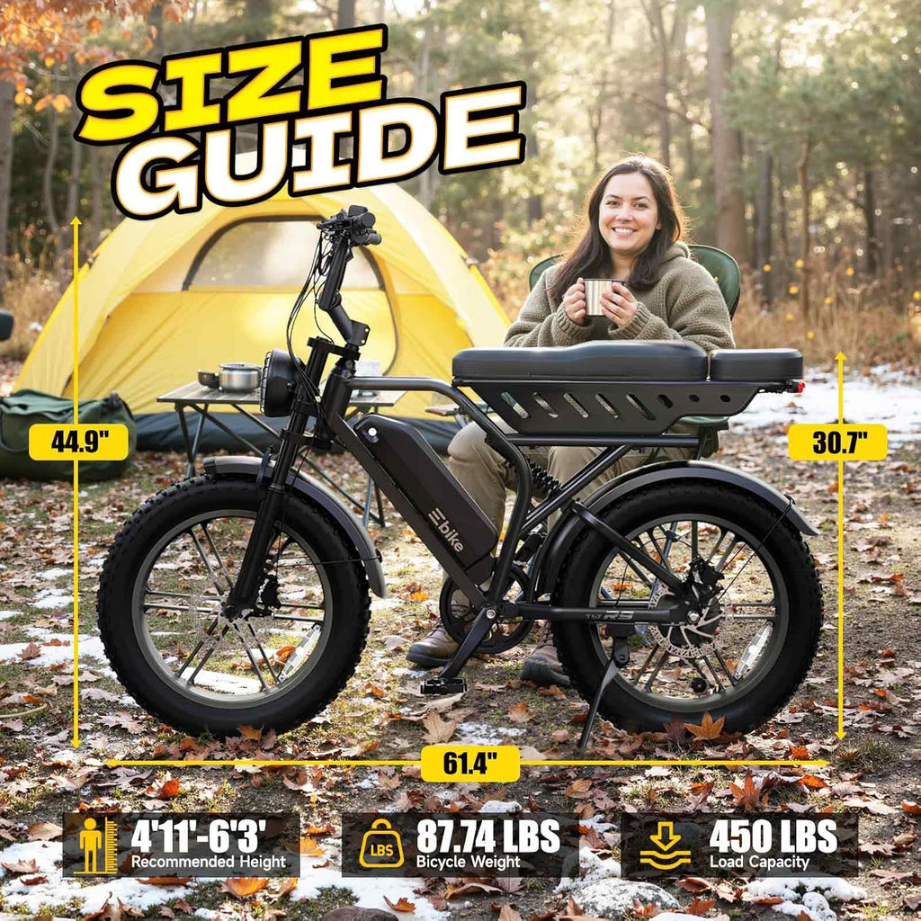 1500W Peak Dual-Suspension Fat Tire Electric Bike for Adults – 20" Moped E-Bike with Removable 48V 15Ah Battery