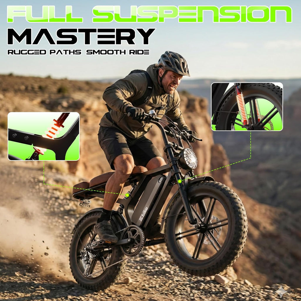 Electric Bike for Adults, Peak 1500W Motor Retro E Bike, Range 65/120Miles, 48V 15Ah