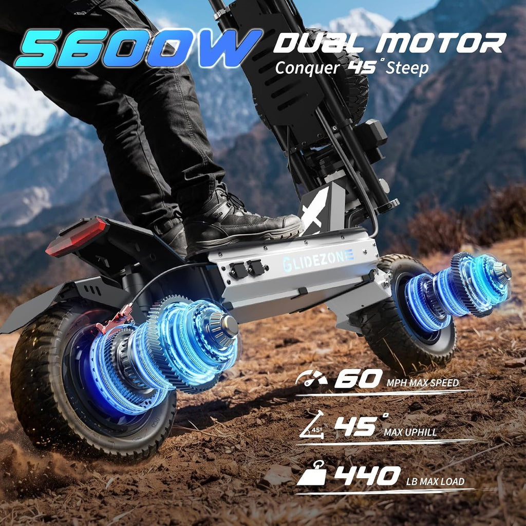 5600W Dual Motor Off-Road Electric Scooter | 60MPH High-Speed Folding Adult E-Scooter