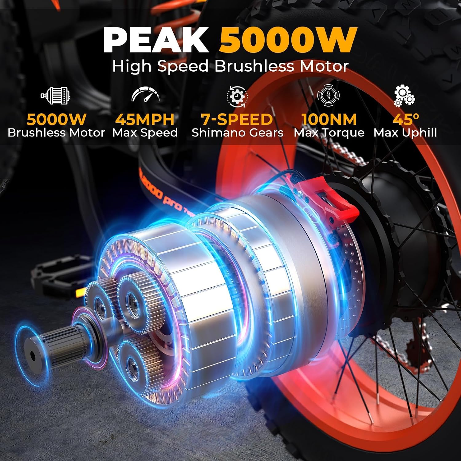 Ultra-Power 5000W All-Terrain Electric Bike | 60V 36Ah Dual Suspension E-Bike (45 MPH)