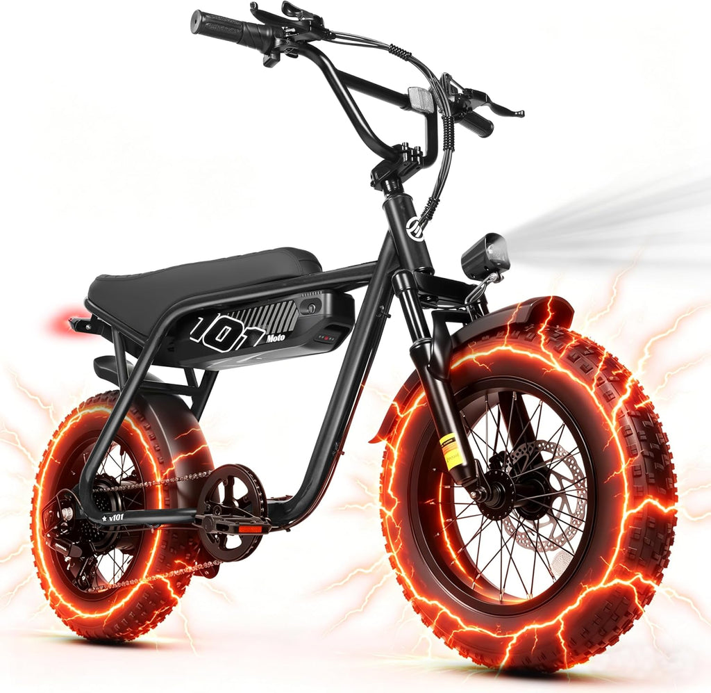 16" x 4.0" Fat Tire Electric Bike for Adults – 48V 13Ah, 20MPH, 7-Speed Dirt E-Moped with Front Suspension (60 Miles Max Range)