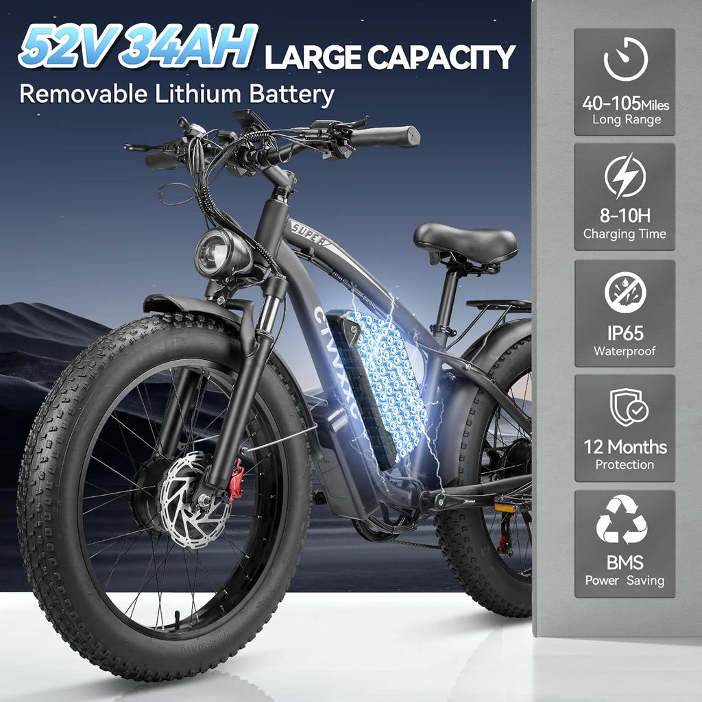 Off-Road Electric Dirt Bike for Adults – 6000W Peak Mid-Drive Motor, 46MPH Max Speed, 60V 30Ah Battery, High-Torque E-Motorcycle