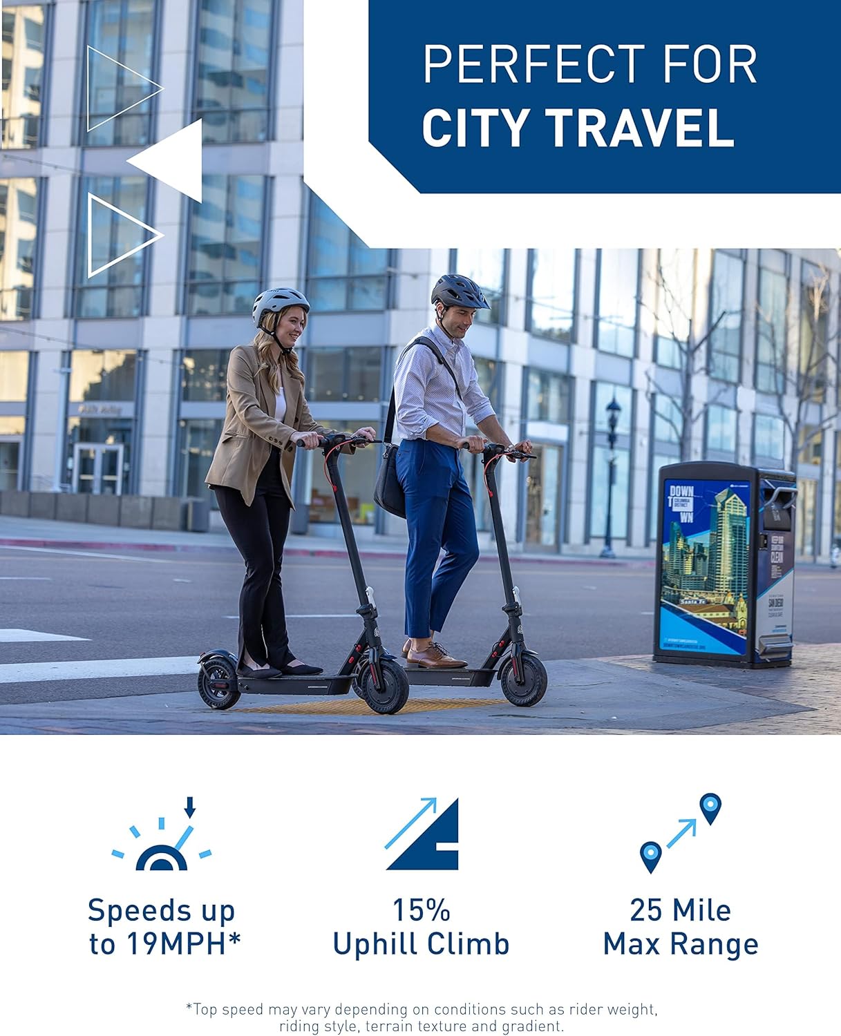 Electric Scooter, 500W Motor (750W Peak), 10" Honeycomb Tires, Up to 25 Miles Range, 19 MPH Foldable Electric Scooter for Adults with Hiboy App
