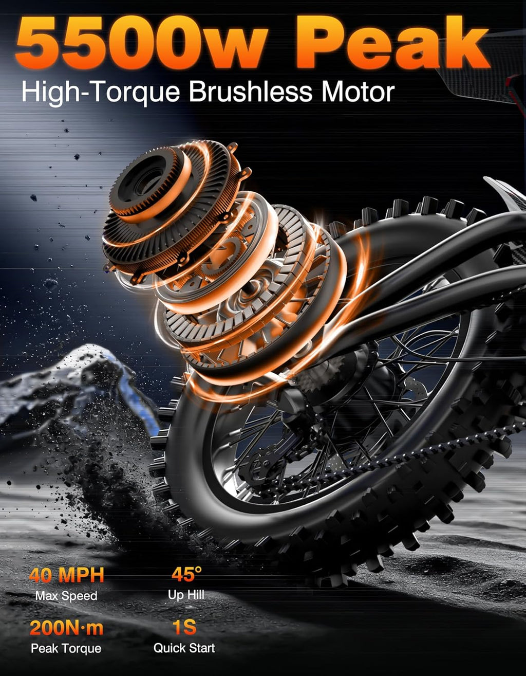 Electric Dirt Bike for Teens & Adults, 60V 30Ah