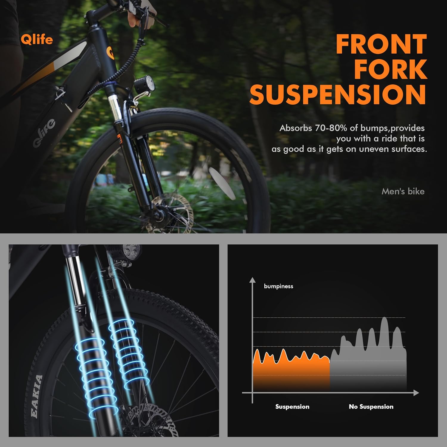 26" Electric Mountain Bike for Adults | 1200W Peak Motor, 20+ MPH, Sleek Built-In Removable Battery Commuter E-Bike