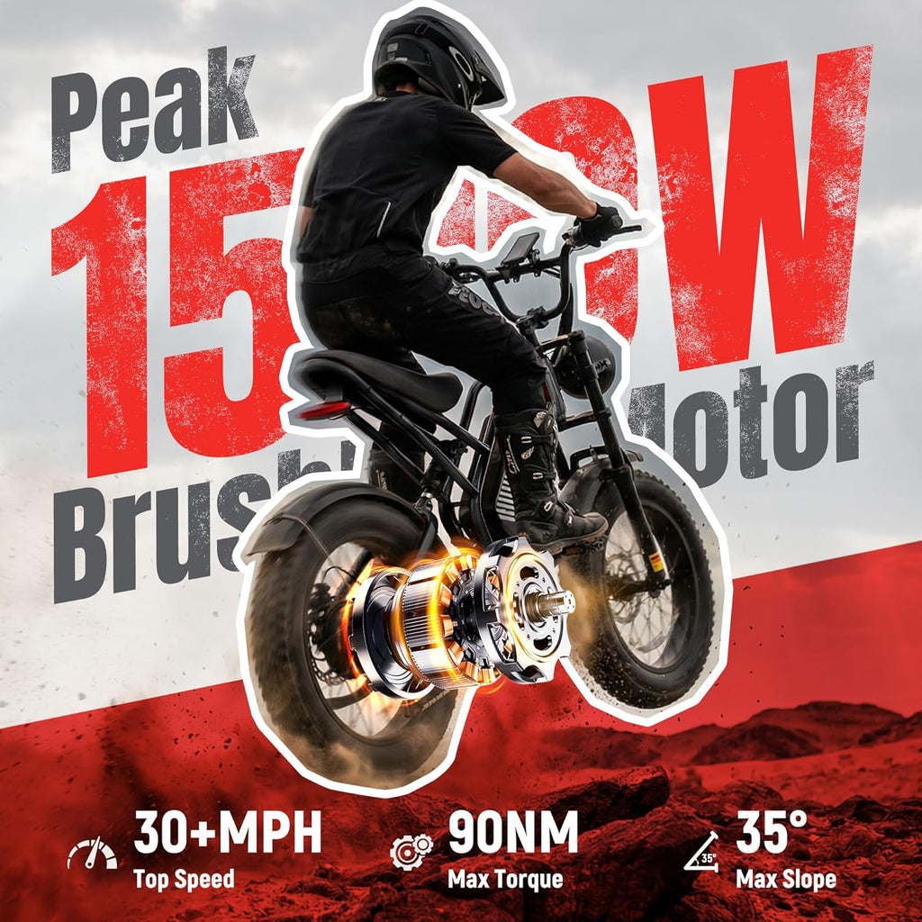 Electric Dirt Bike for Adults & Teens, 20+MPH 1500W Motor, 48V 20.8Ah/41.6Ah