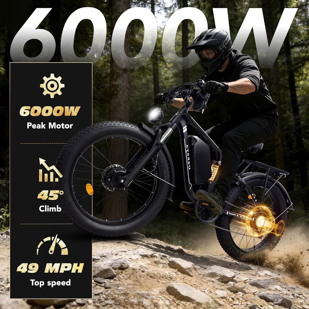 26" Dual Motor All-Terrain Fat Tire Electric Bike | 6000W Peak, 60V, Dual Suspension, 440 lbs Capacity