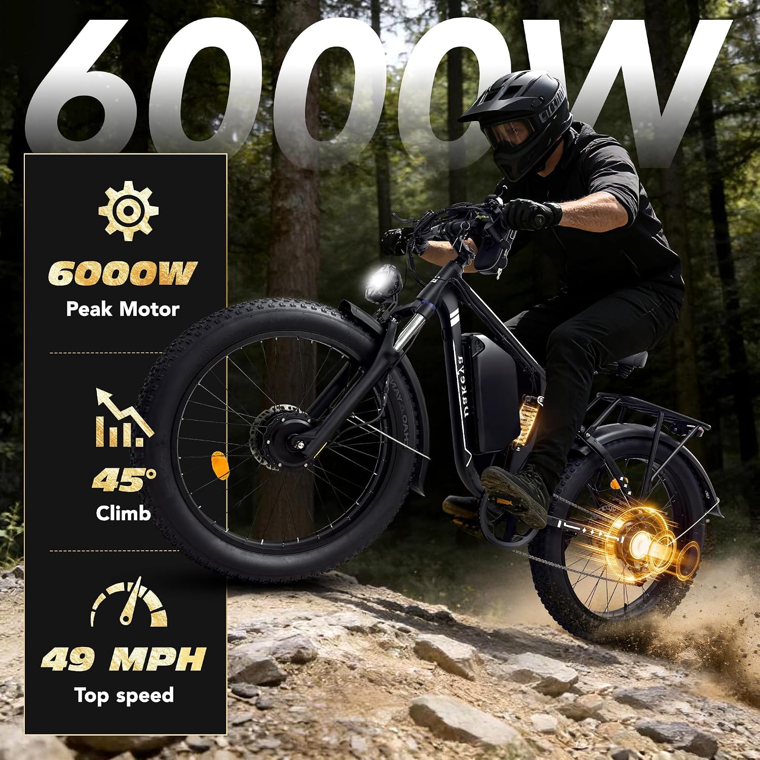 26" Dual Motor All-Terrain Fat Tire Electric Bike | 6000W Peak, 60V, Dual Suspension, 440 lbs Capacity