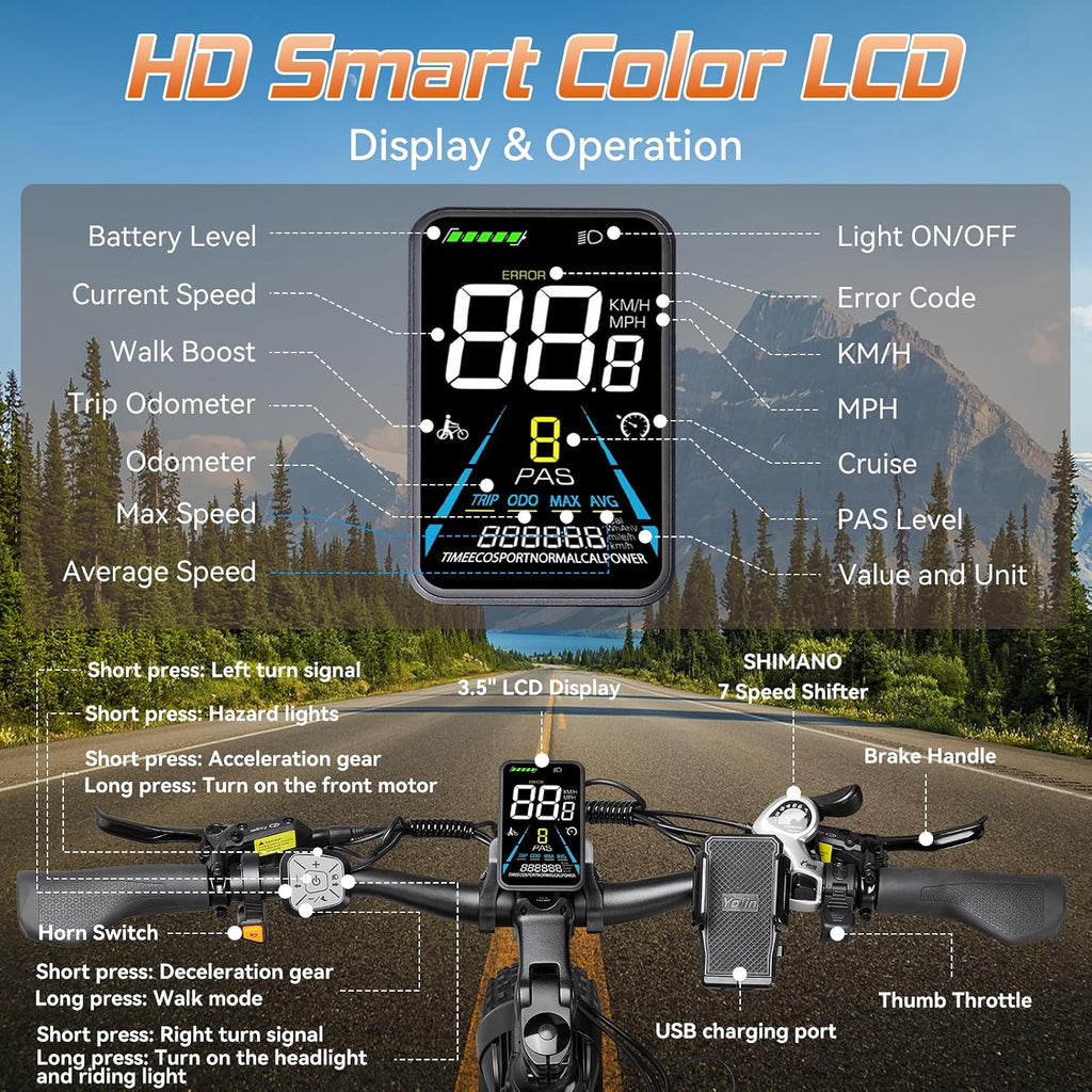 26" Dual Motor All-Terrain Electric Bike – 6000W Peak High-Performance Off-Road Mountain E-Bike