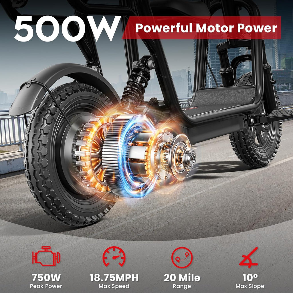 Electric Scooter with Seat for Adult, 36V/48V Electric Scooter for Adults 500W/750W Motor, 20 Mile Range