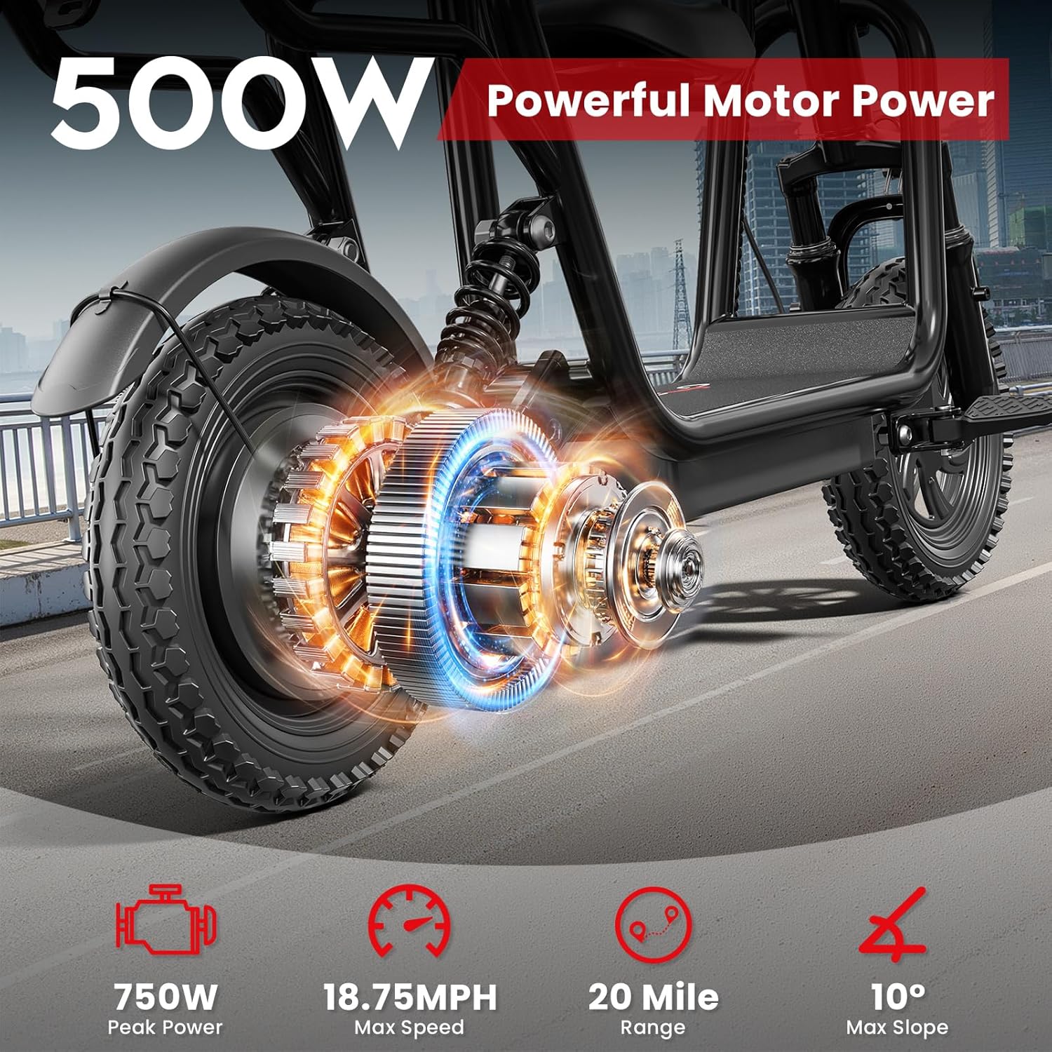 Electric Scooter with Seat for Adult, 36V/48V Electric Scooter for Adults 500W/750W Motor, 20 Mile Range