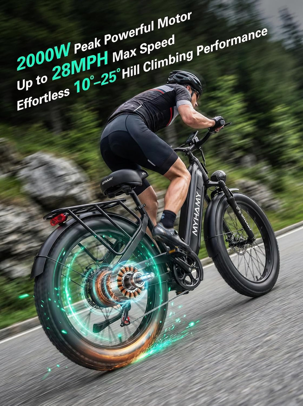2000W Peak Electric Bike for Adults, 48V 18Ah