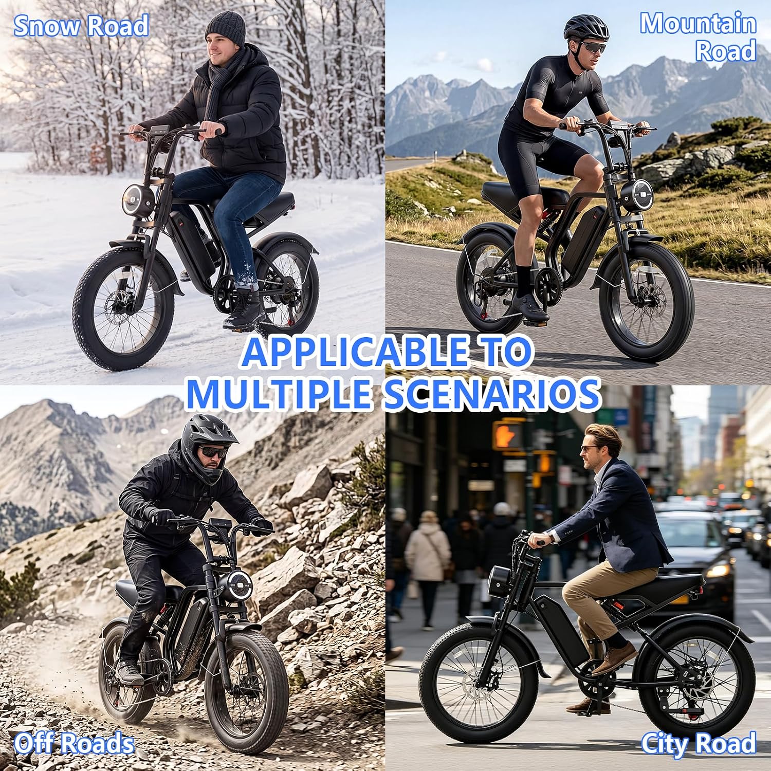 Aero Cargo Electric Bike with Apple CarPlay, Android Auto, and Dual 1080P Dash Cam – 1500W Peak, 20" Fat Tire All-Terrain E-Bike