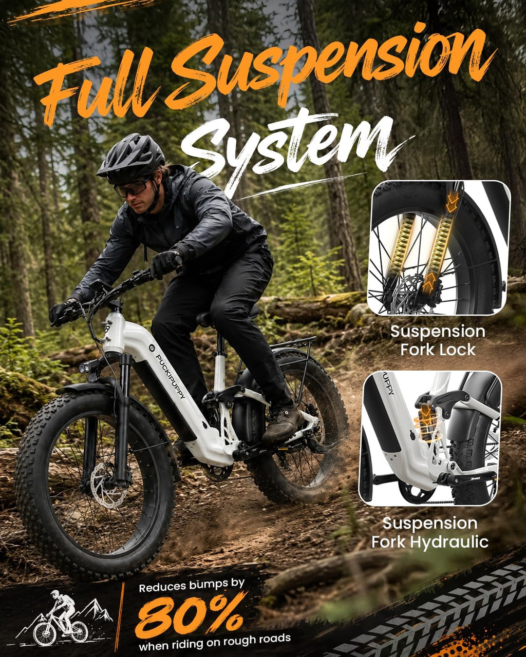 960W Peak Full Suspension Step-Through E-Bike | 26" Fat Tire 48V 20Ah Mountain Electric Bike