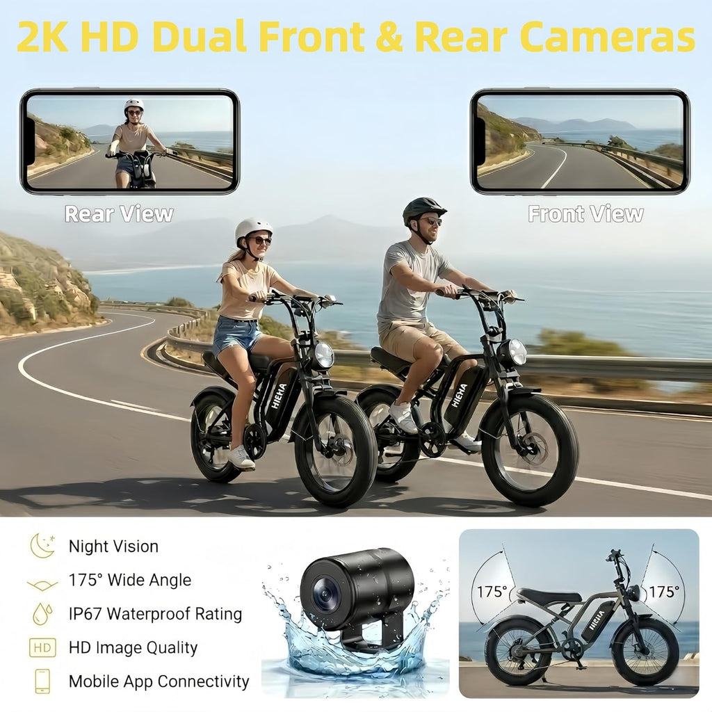 1500W Peak Smart Electric Bike with CarPlay & Android Auto | 20" Fat Tire 48V 15Ah Dual Suspension E-Bike (UL 2849 Certified)