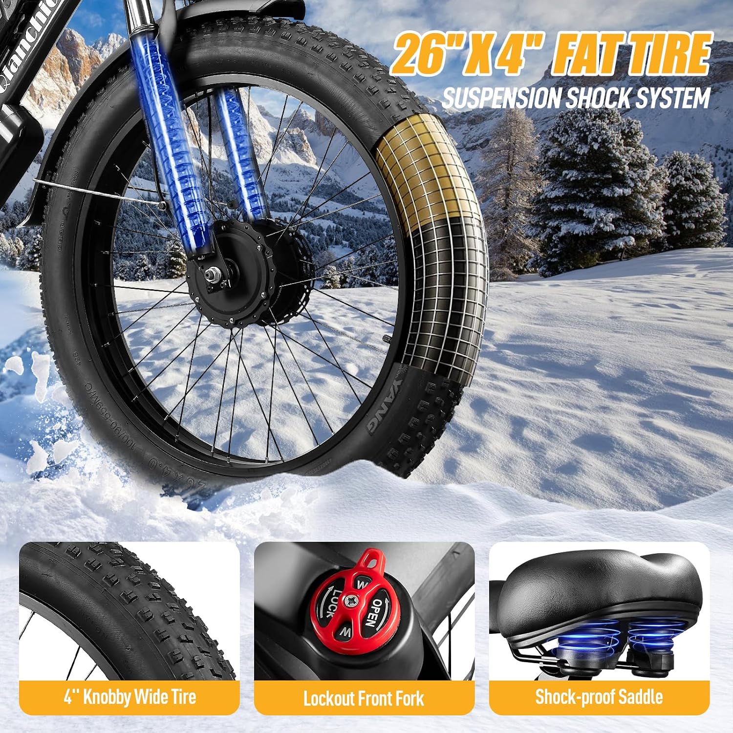 26" Dual-Motor All-Terrain Electric Mountain Bike | 9000W Peak 45MPH Extended Range E-Bike