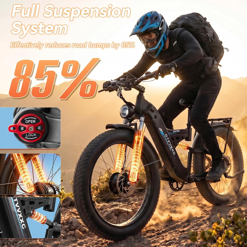26" Dual Motor All-Terrain Electric Bike – 8000W Peak High-Performance Off-Road Mountain E-Bike
