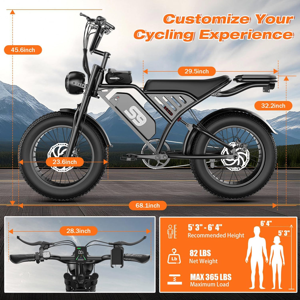 Electric Bike for Adults, 2500W Peak Electric Dirt Bike, 65Miles 36MPH E-Bike with 48V 20AH