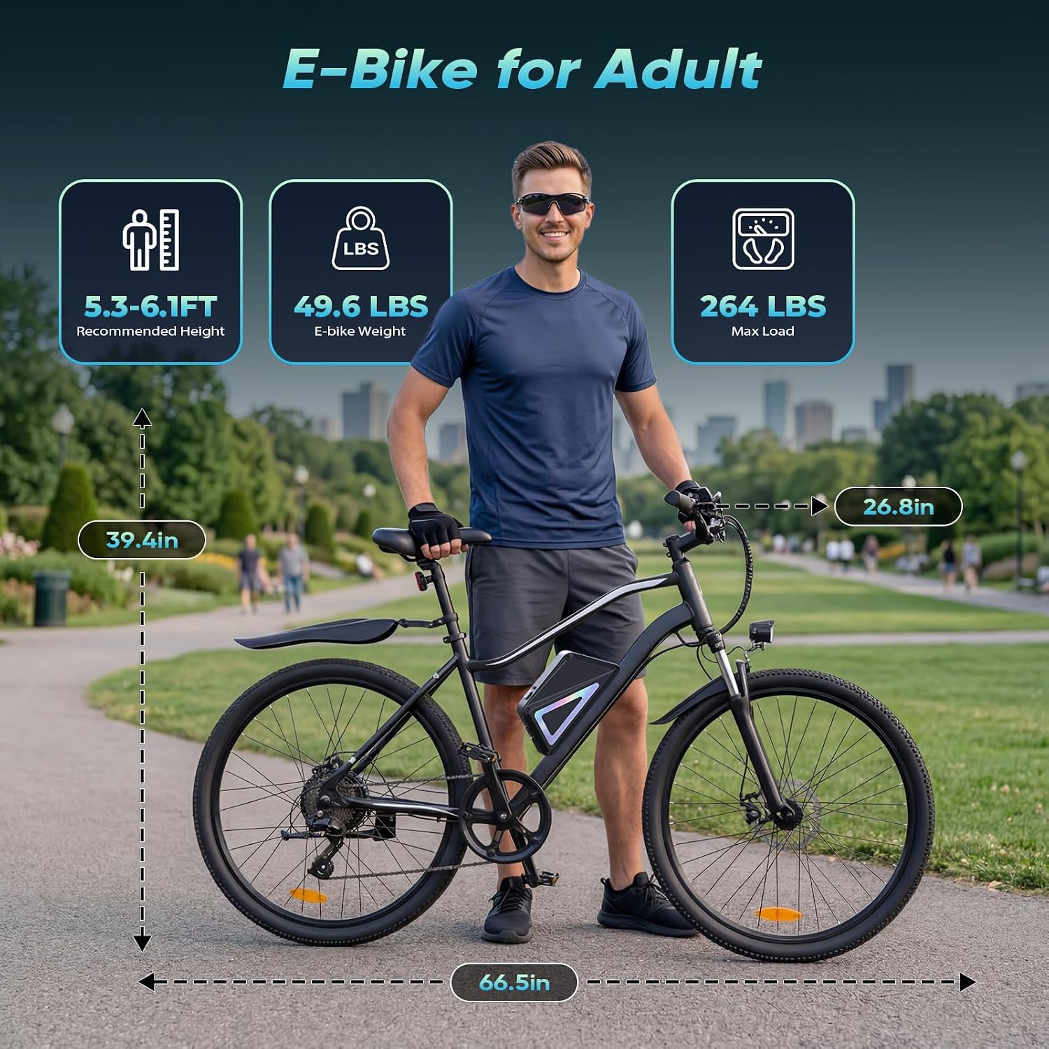 26" Lightweight All-Terrain Electric Bike for Adults – High-Peak Performance Motor, Long-Range Commuter & Mountain E-Bike