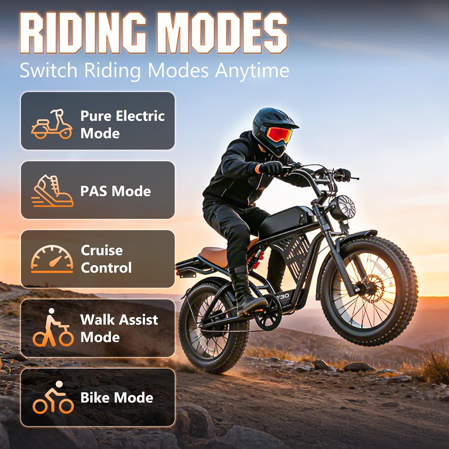 Electric Bike for Adults, 2500W Peak Motor, 32MPH & 100 Miles, 48V 20Ah