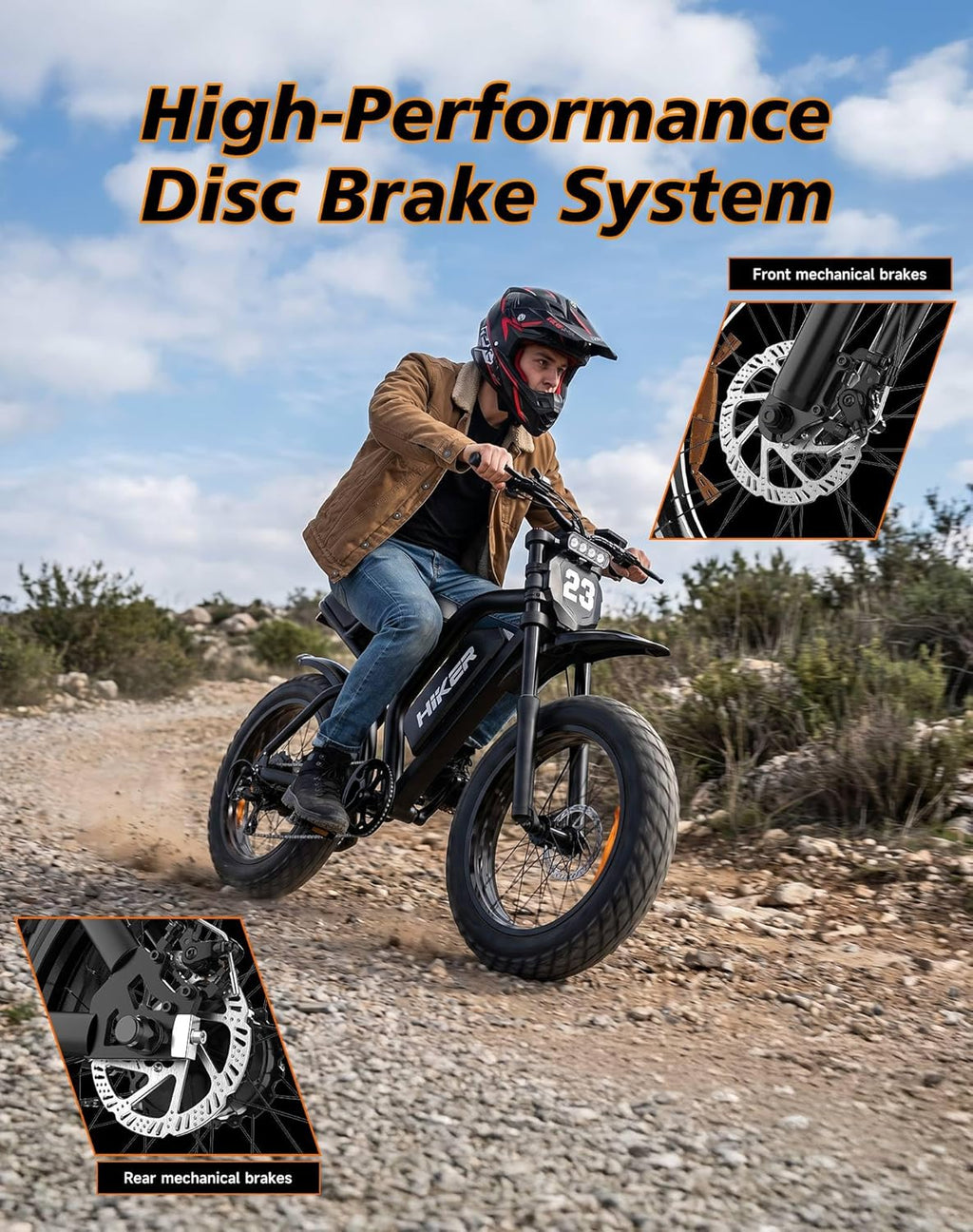 Electric Dirt Bike for Adults - 750W Peak 1500W Motor, 20 x 4.0 Inch Fat Tire Electric Motorcycle Style Ebike