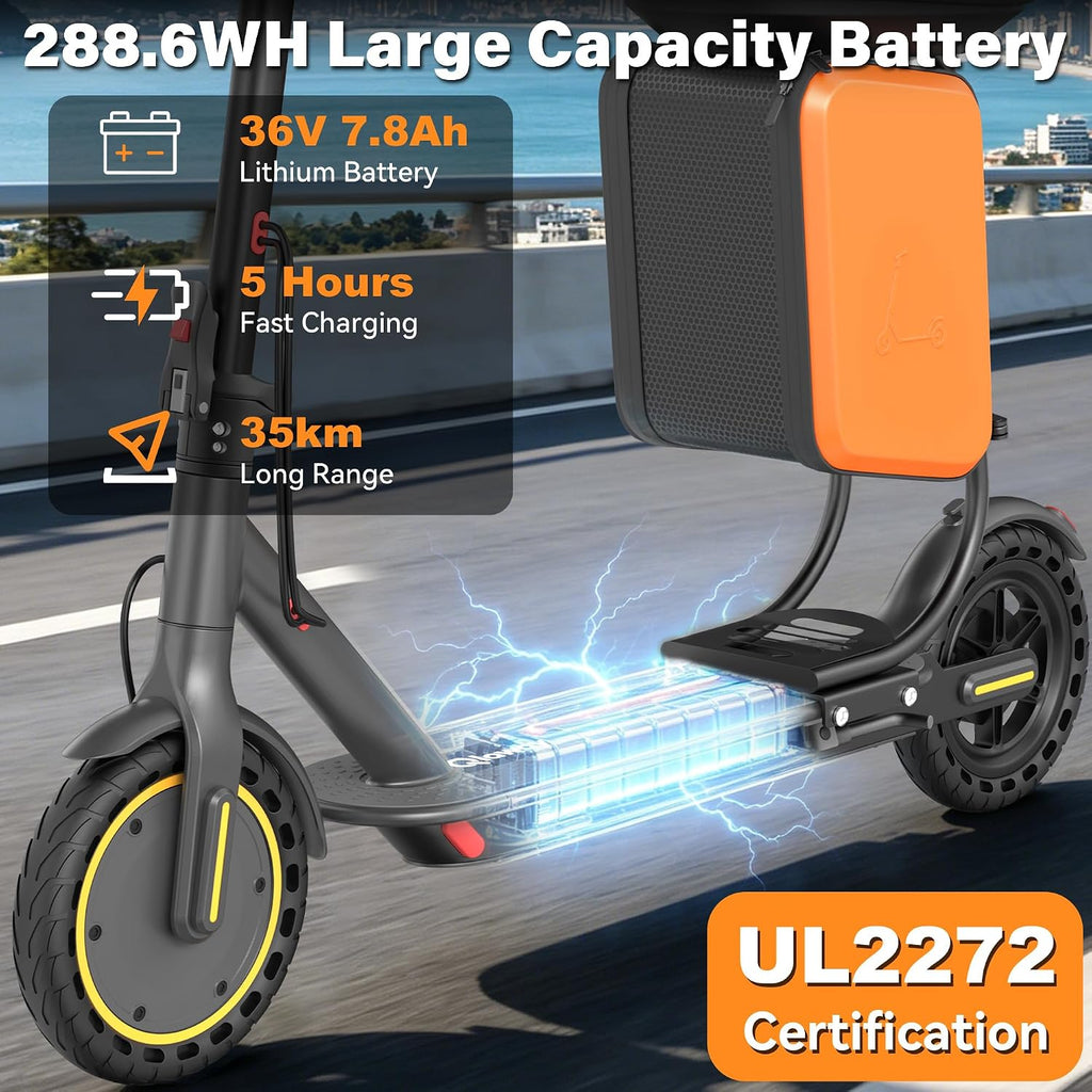 Electric Scooter with Seat for Adults, 19MPH, 700W Peak Motor, 15/22 Miles Long Range