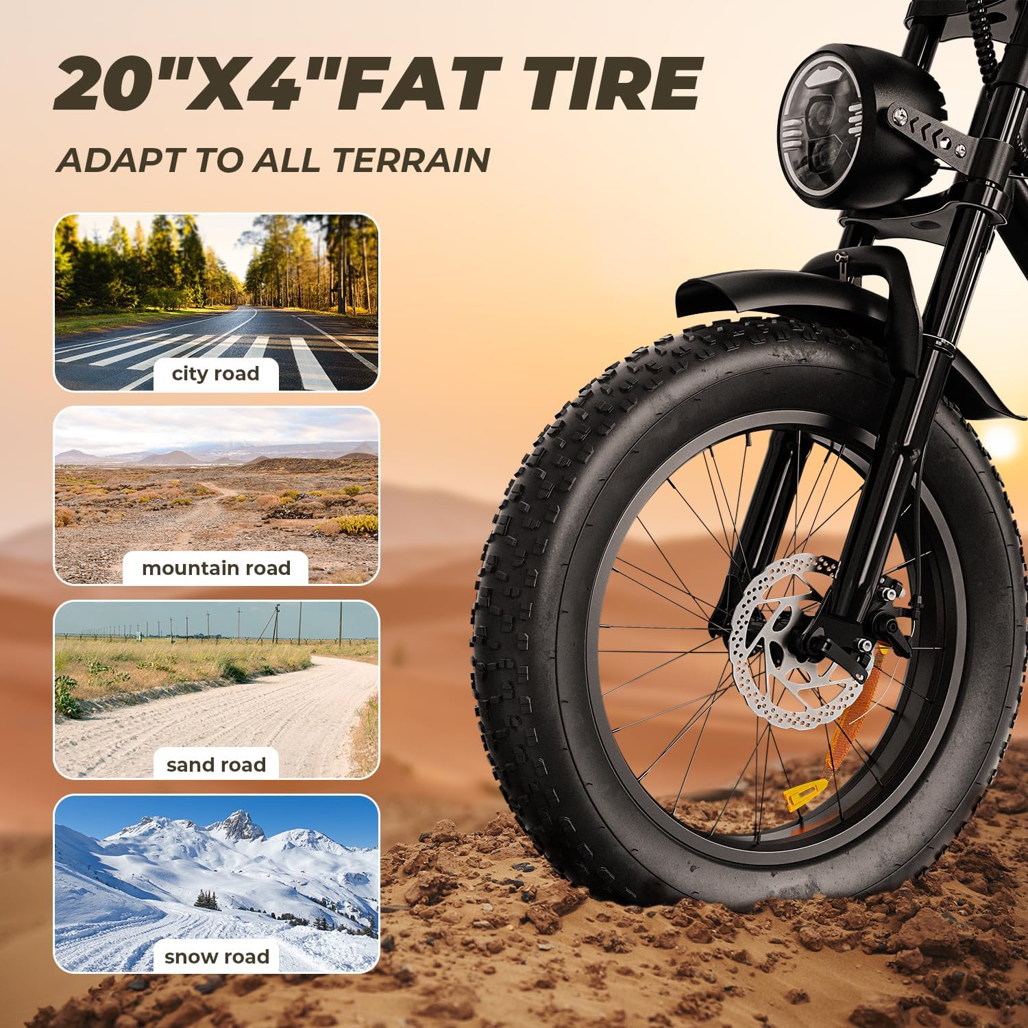 20" All-Terrain Fat Tire Electric Bike – 1500W Peak Full Suspension Moped-Style E-Bike (UL 2849 Certified)