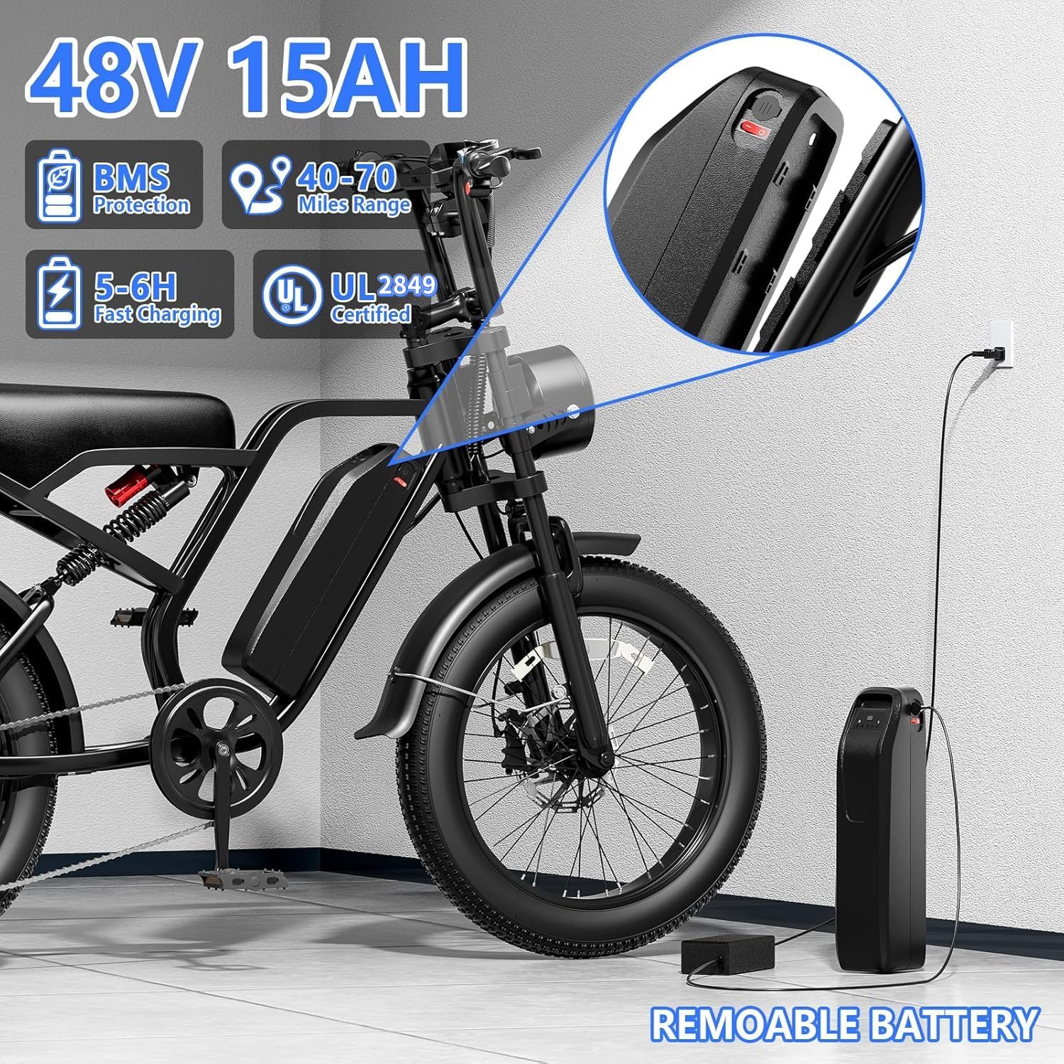 Aero Cargo Electric Bike with Apple CarPlay, Android Auto, and Dual 1080P Dash Cam – 1500W Peak, 20" Fat Tire All-Terrain E-Bike