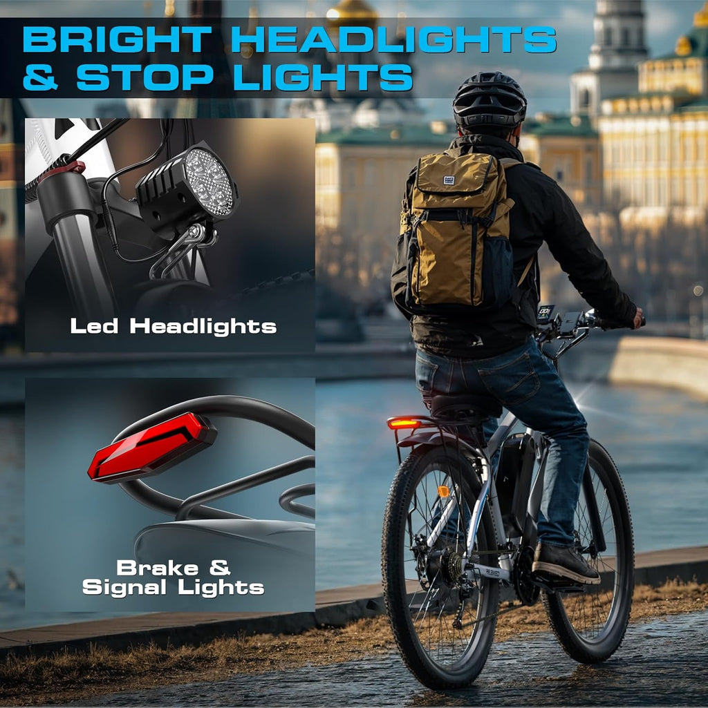 29" All-Terrain Electric Bike – 2000W Peak Motor, 34MPH Max Speed, 48V 17.5Ah Removable Battery, Full-Size Commuter & Trail E-Bike