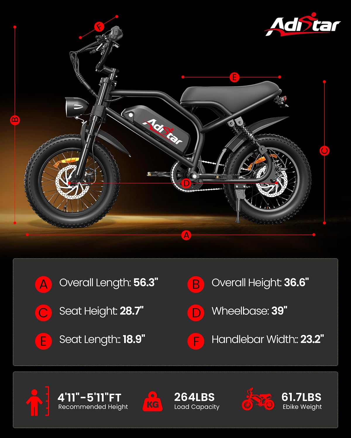 Electric Bike for Adults/Teens, Peak 1500W & 65 Miles Long Range, 48V 15.6Ah