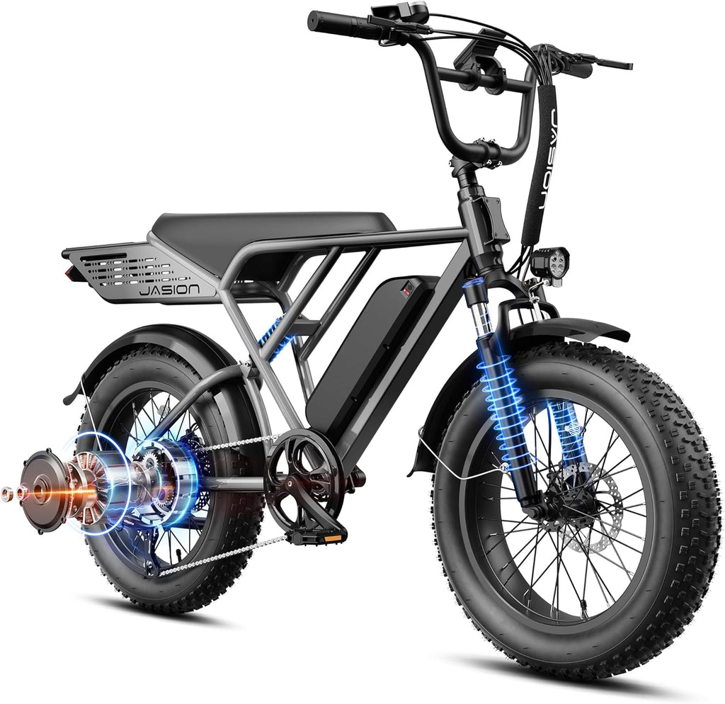 All-Terrain Retro Style Electric Bike for Adults – 2000W-3000W Peak Dual Performance, 38MPH Max Speed, 20" x 4.0" Fat Tire Off-Road E-Motorcycle