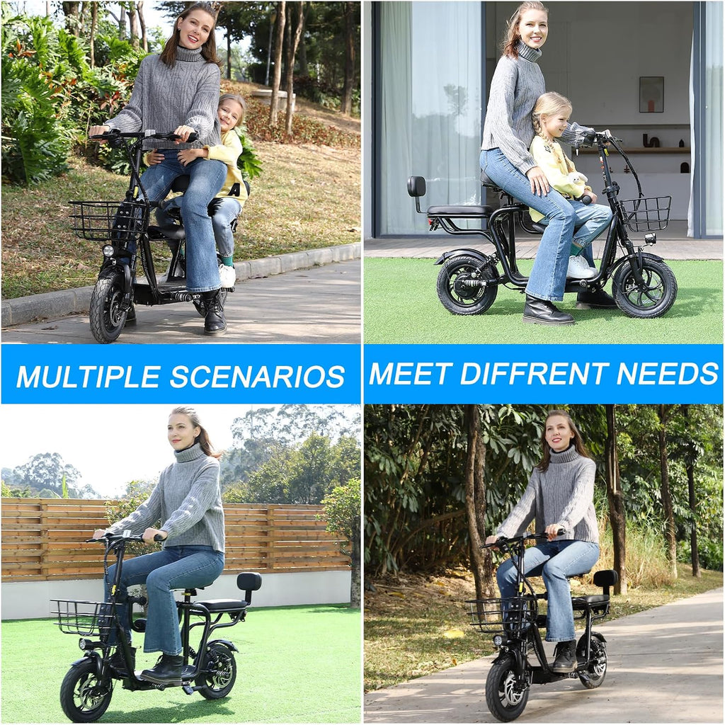 Seated Electric Scooter for Adults | 500W Peak Power Motor, 14" Tires (17.4 MPH & 20-Mile Range)