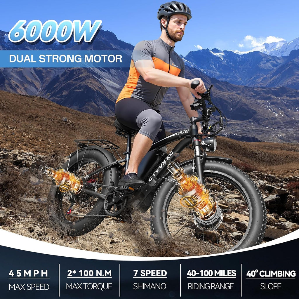 Off-Road Electric Dirt Bike for Adults – 6000W Peak Mid-Drive Motor, 46MPH Max Speed, 60V 30Ah Battery, High-Torque E-Motorcycle