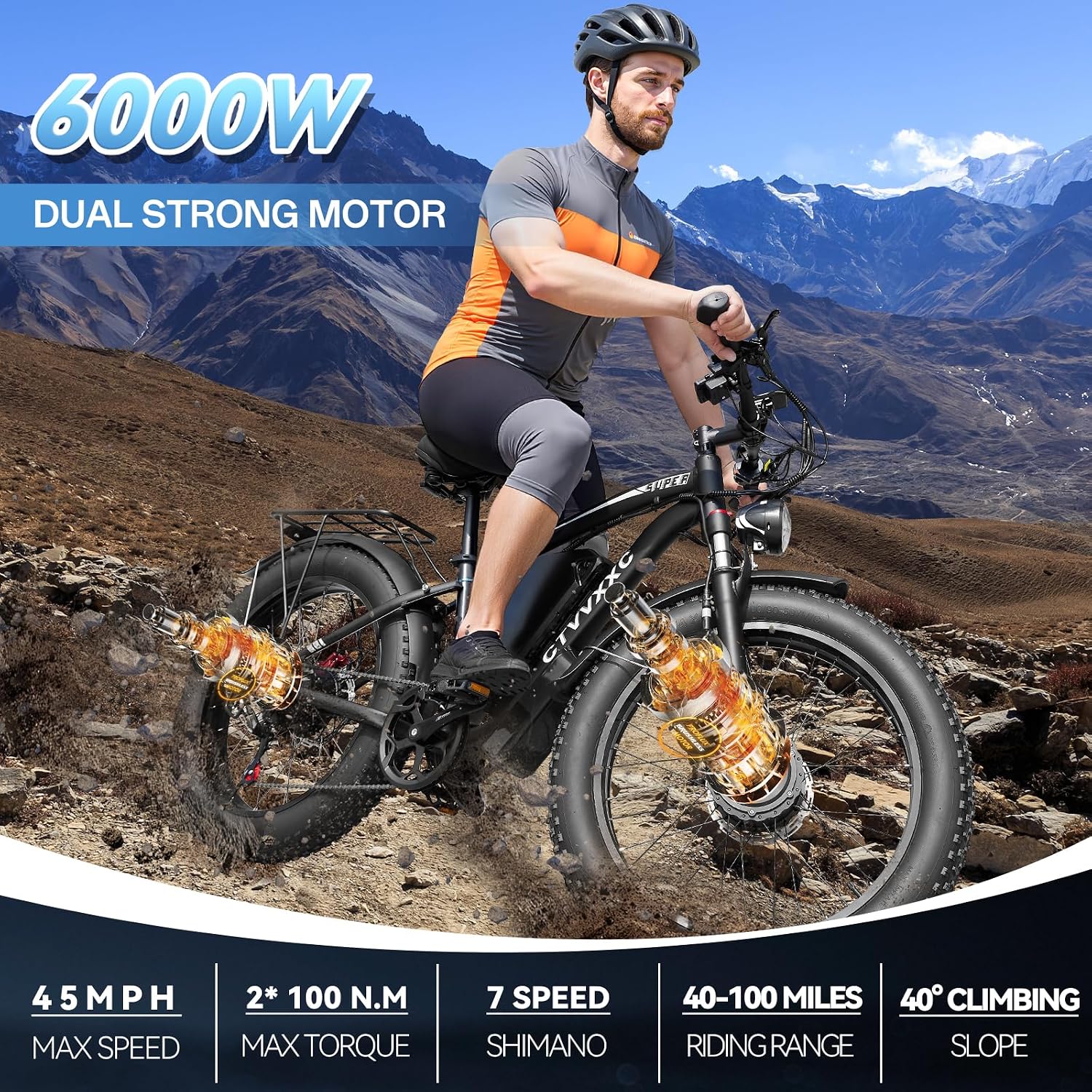 Off-Road Electric Dirt Bike for Adults – 6000W Peak Mid-Drive Motor, 46MPH Max Speed, 60V 30Ah Battery, High-Torque E-Motorcycle