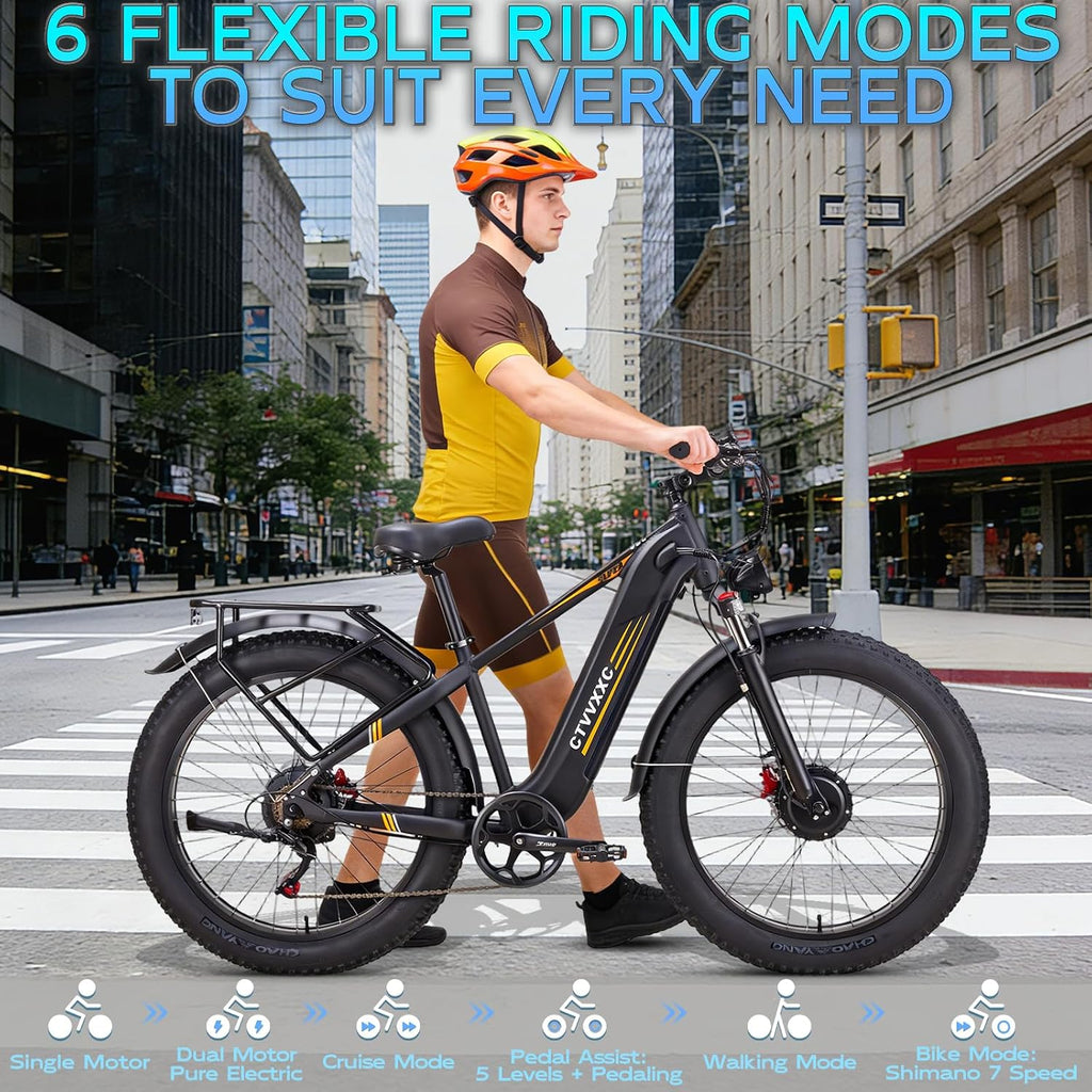 Peak 8000W Dual Motor Fat Tire Electric Bike | 50 MPH High-Speed Adult E-Bike (52V, 26" Off-Road)