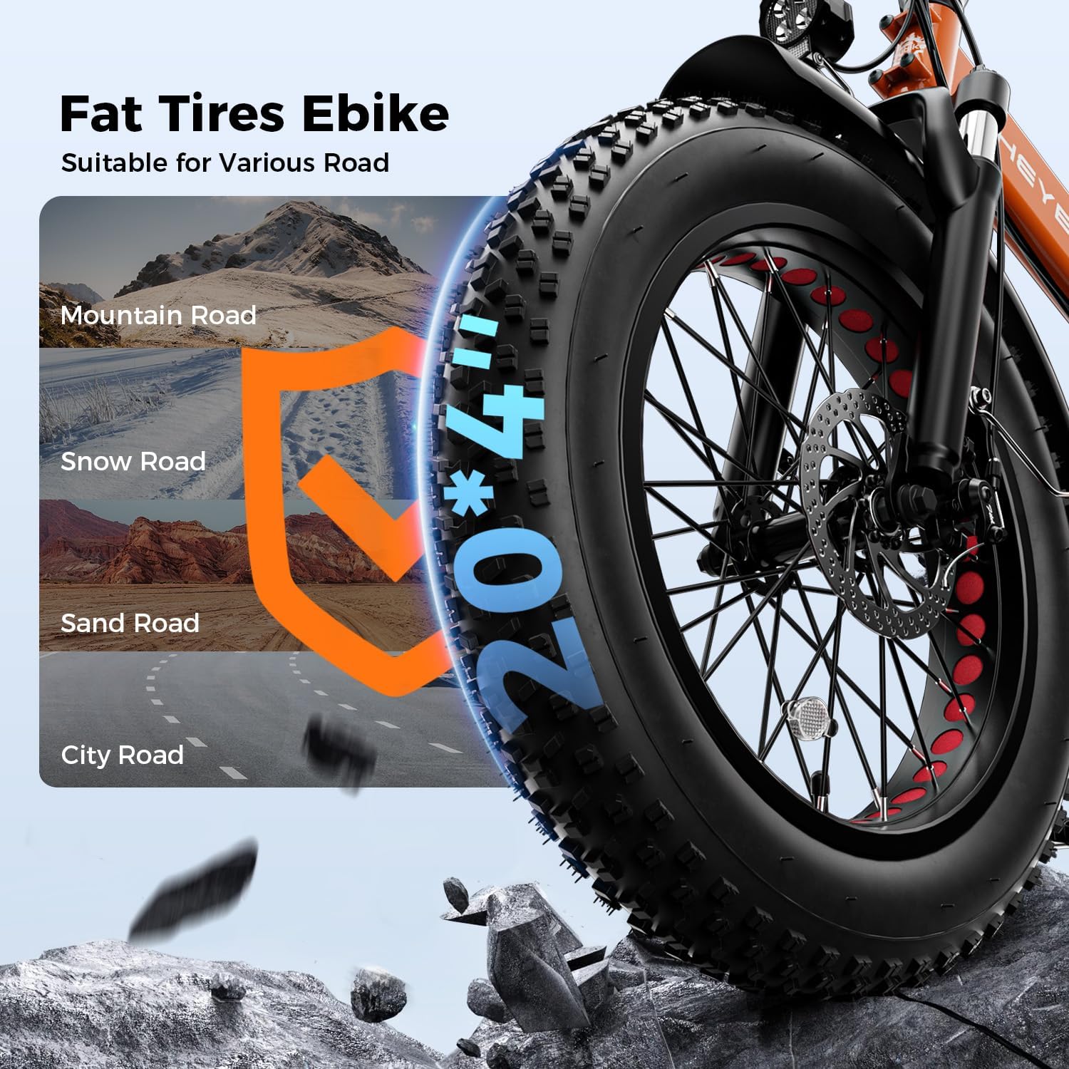 Foldable All-Terrain Fat Tire Electric Bike – 1800W Peak High-Torque Motor, 100N·m Torque, 20" x 4" Fat Tires, Dual Suspension, UL 2849 Certified