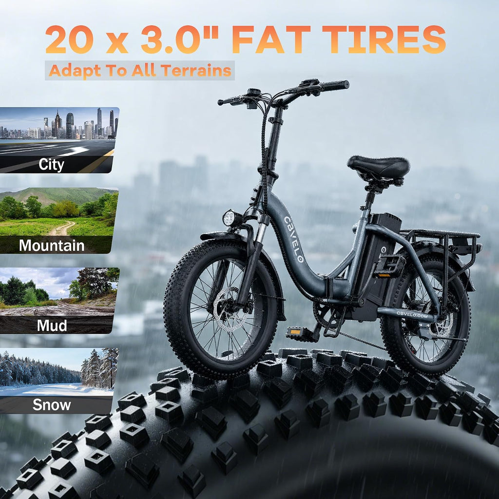 1000W Folding Fat Tire Electric Bike – 48V 20.8Ah Long-Range Commuter E-Bike with Front Suspension, 7-Speed & UL 2849 Safety Certification
