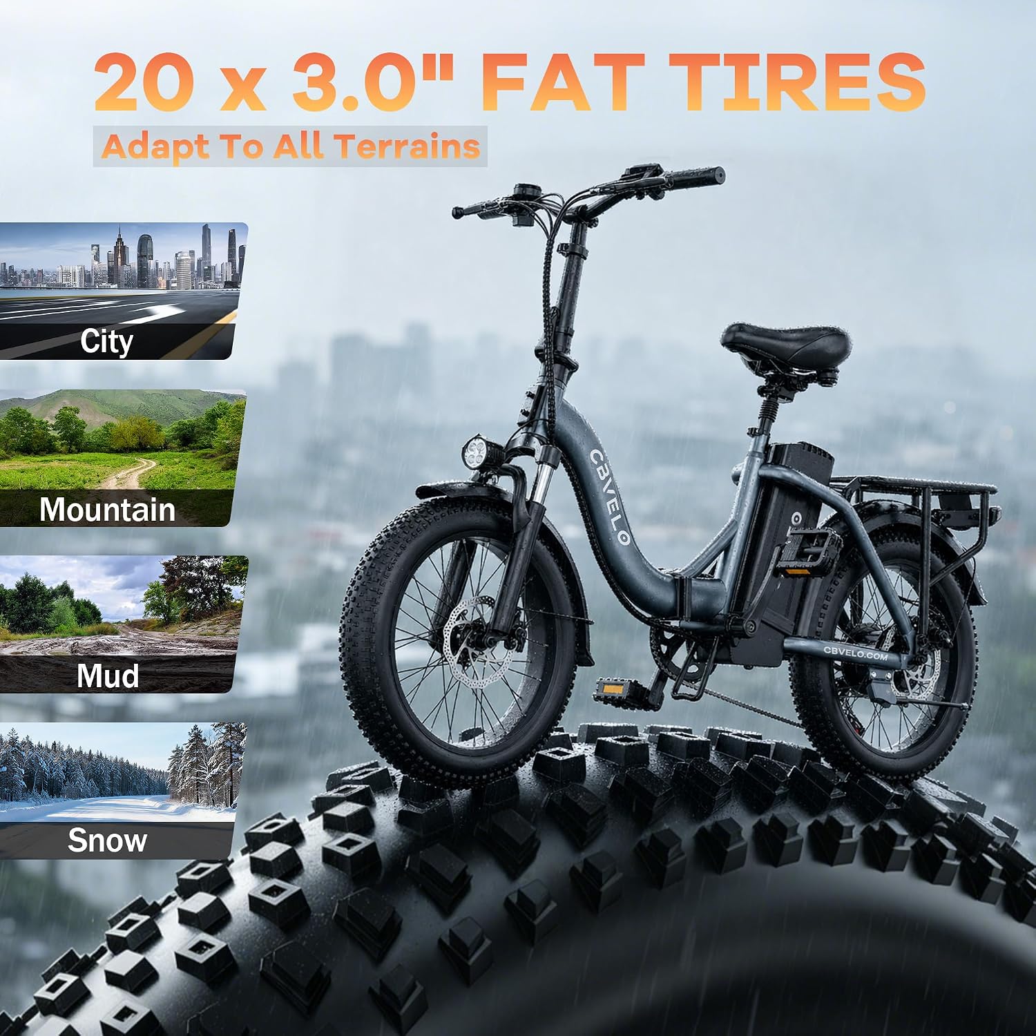 1000W Folding Fat Tire Electric Bike – 48V 20.8Ah Long-Range Commuter E-Bike with Front Suspension, 7-Speed & UL 2849 Safety Certification