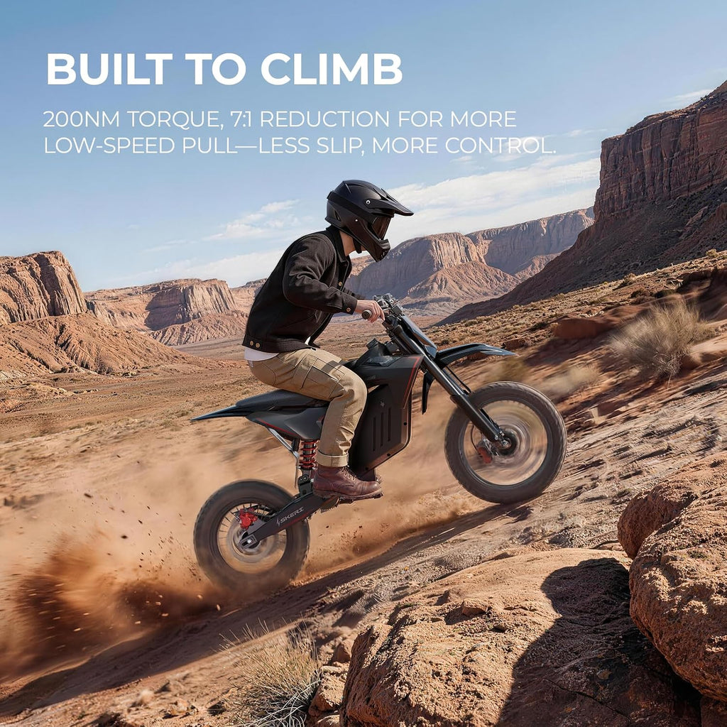 Electric Dirt Bike for Teens, 3200W Electric Motorcycle with Mid-Drive Motor, 37MPH Top Speed, 48V 21Ah