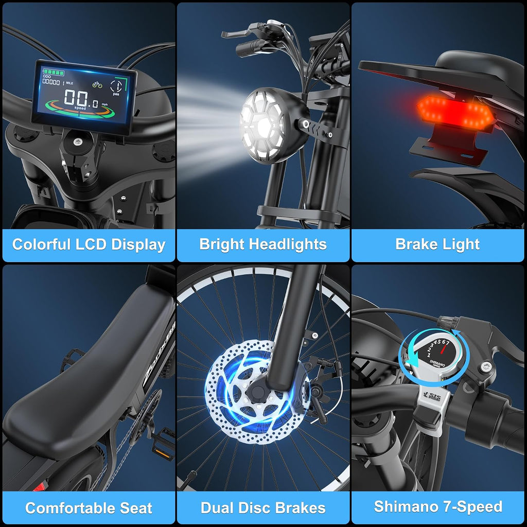 20" Fat Tire Electric Dirt Bike for Adults | 1500W Peak Motor, 48V 20Ah Battery, 31 MPH, UL2849 Safety Certified E-Bike