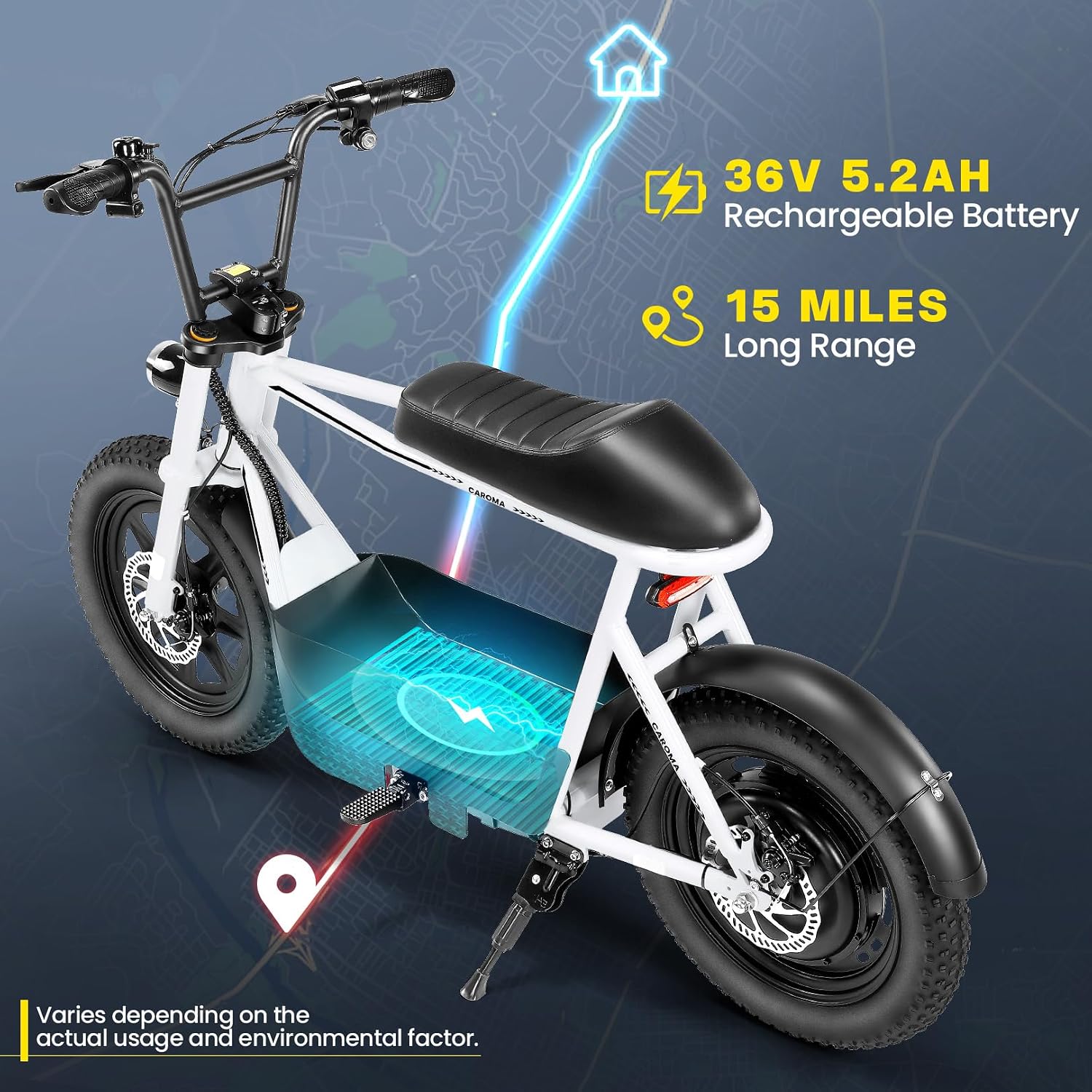 1200W Electric Scooter with Seat,16"×3" Fat Tire Electric Bike All-Terrain,Max 30Miles&20MPH Electric Scooter Adult Electric Dirt Bike,Motorcycle Scooter with Storage Basket for Pets&Cargo